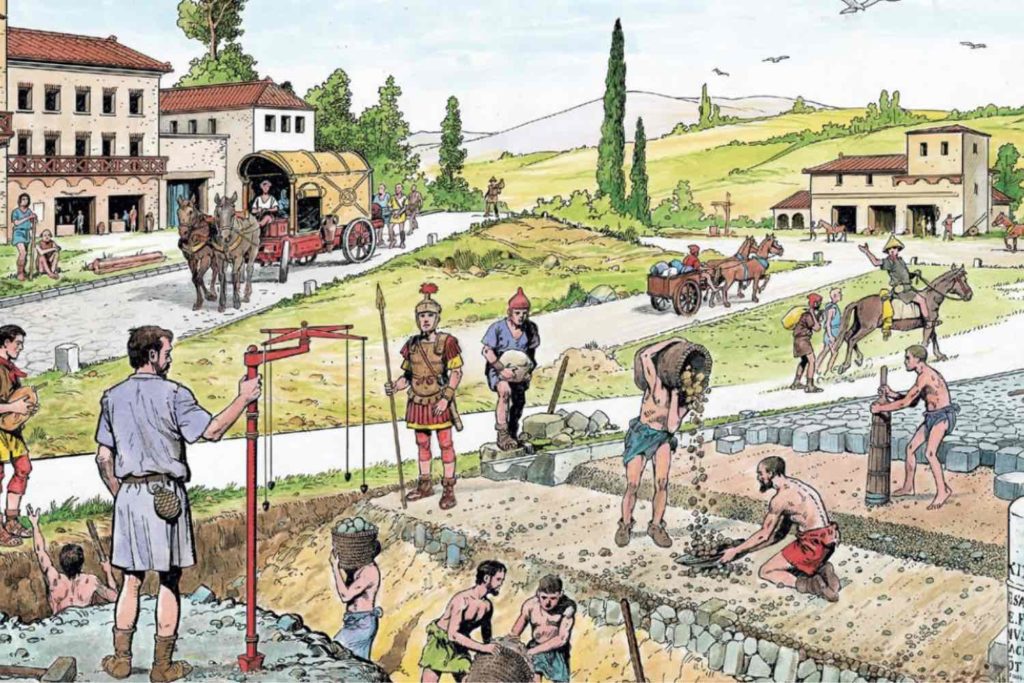 Roman engineers building a road